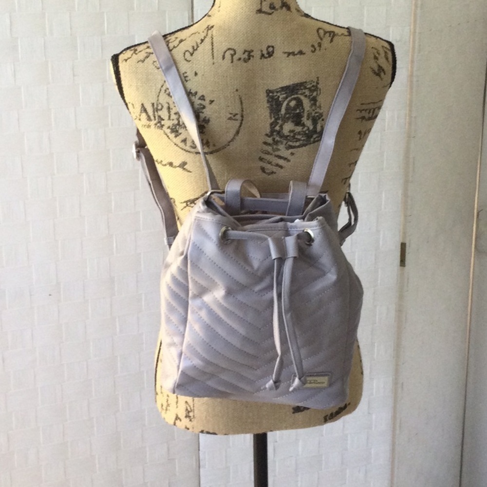 Gray Drawstring Backpack with Soft Vinyl Material